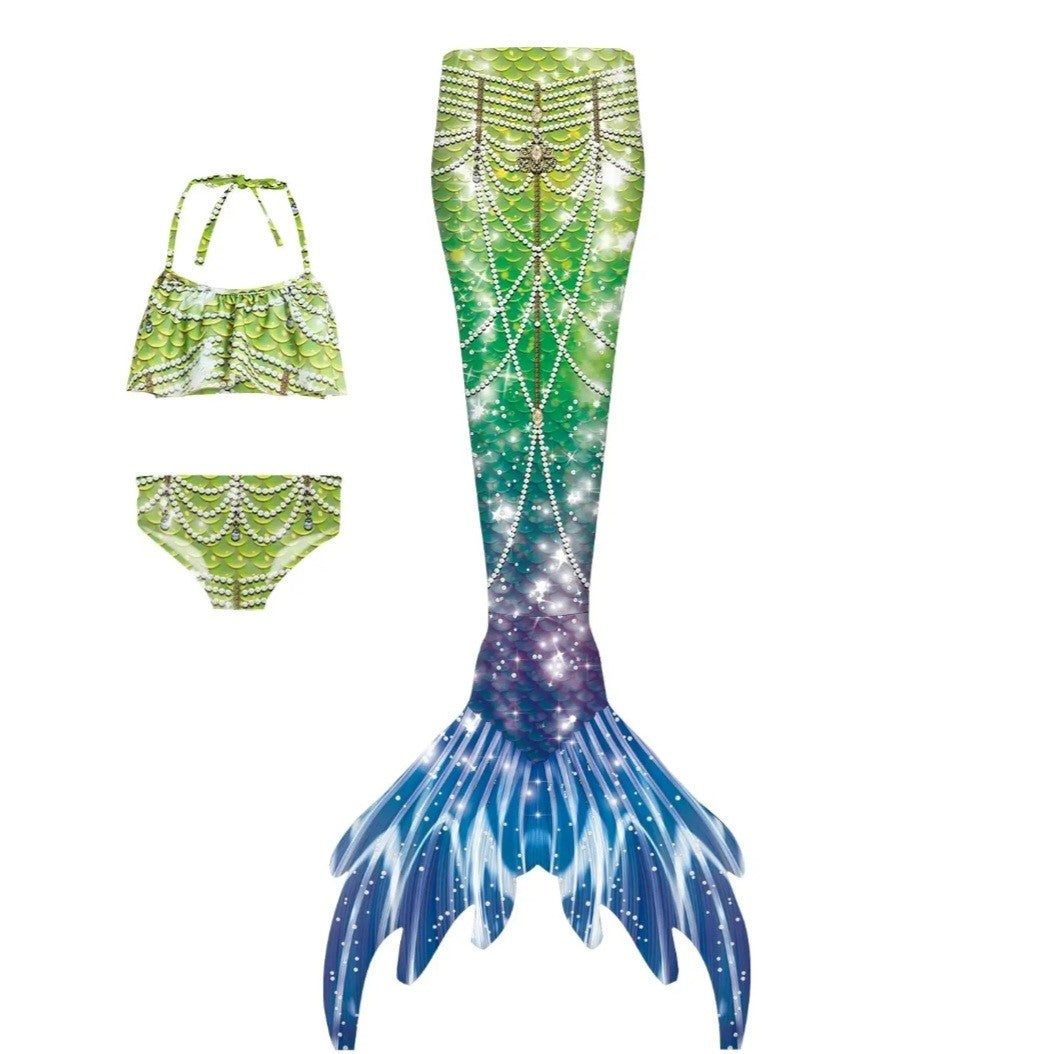 NEW FOR TEENS! Luxury Mermaid Tail & Bikini - Jewel Green Ages 3 to 16