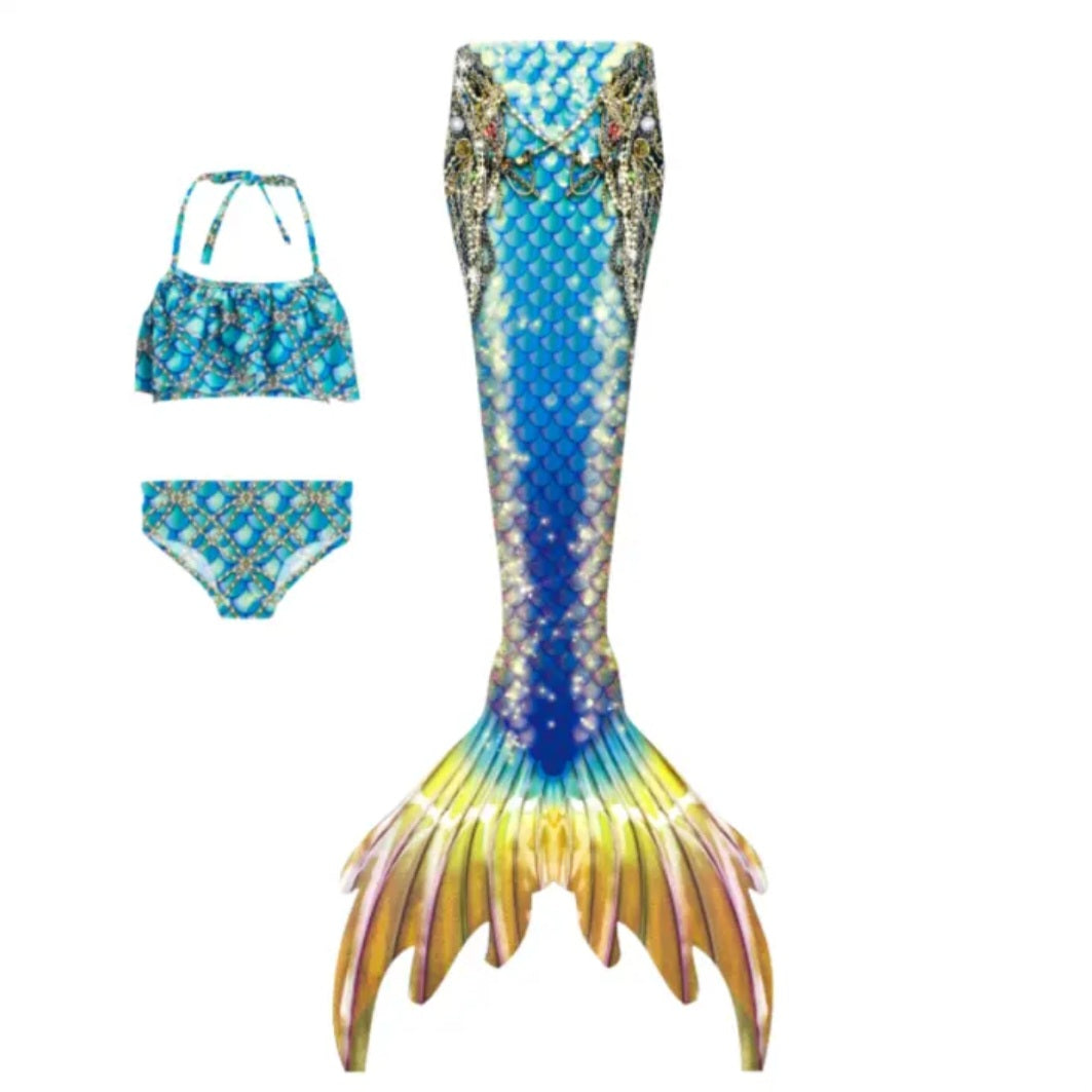 NEW FOR TEENS! Luxury Mermaid Tail & Bikini - Jewel Blue Ages 3 to 16