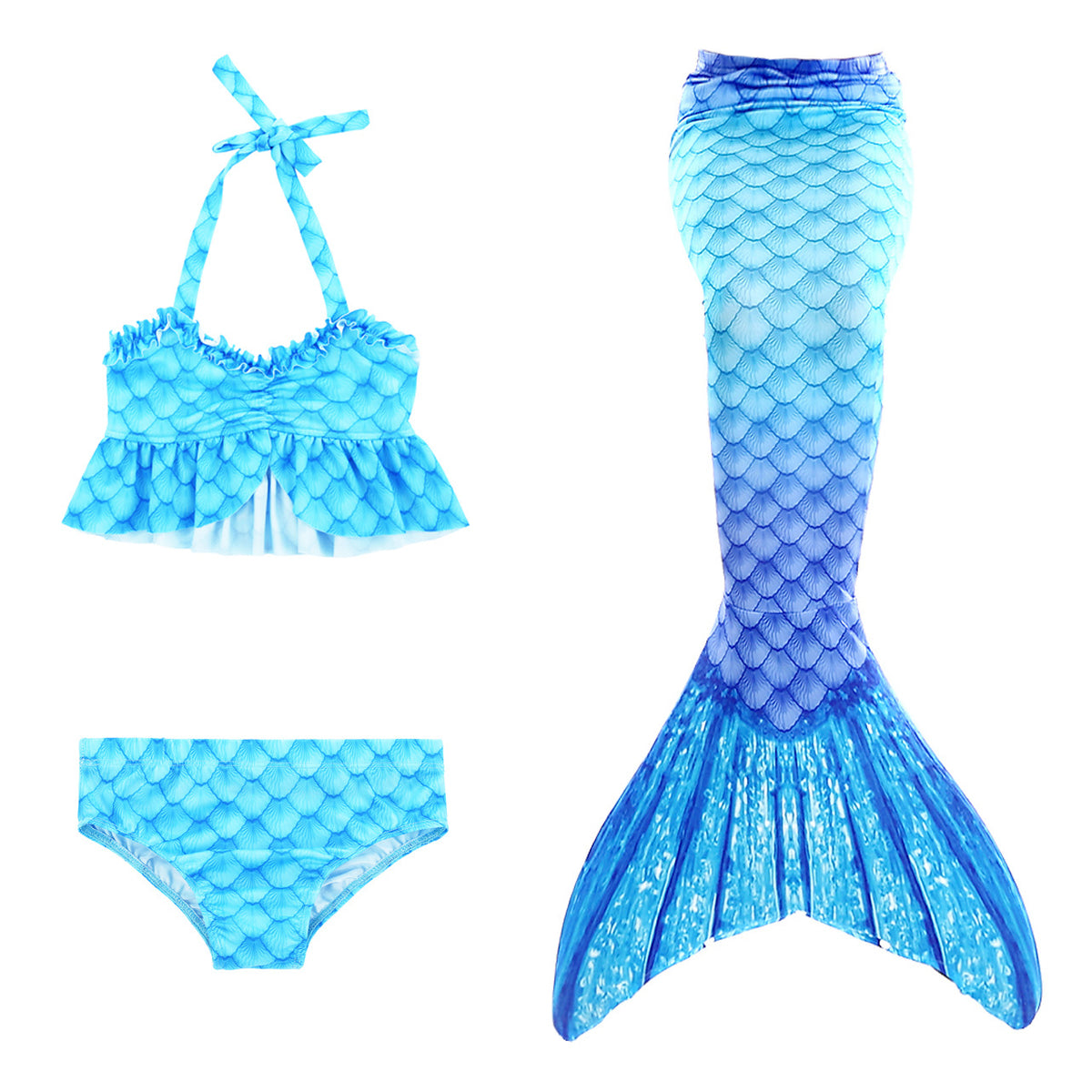 Turquoise Blue Frill Mermaid Tail & Bikini | Mini Mermaid Tails