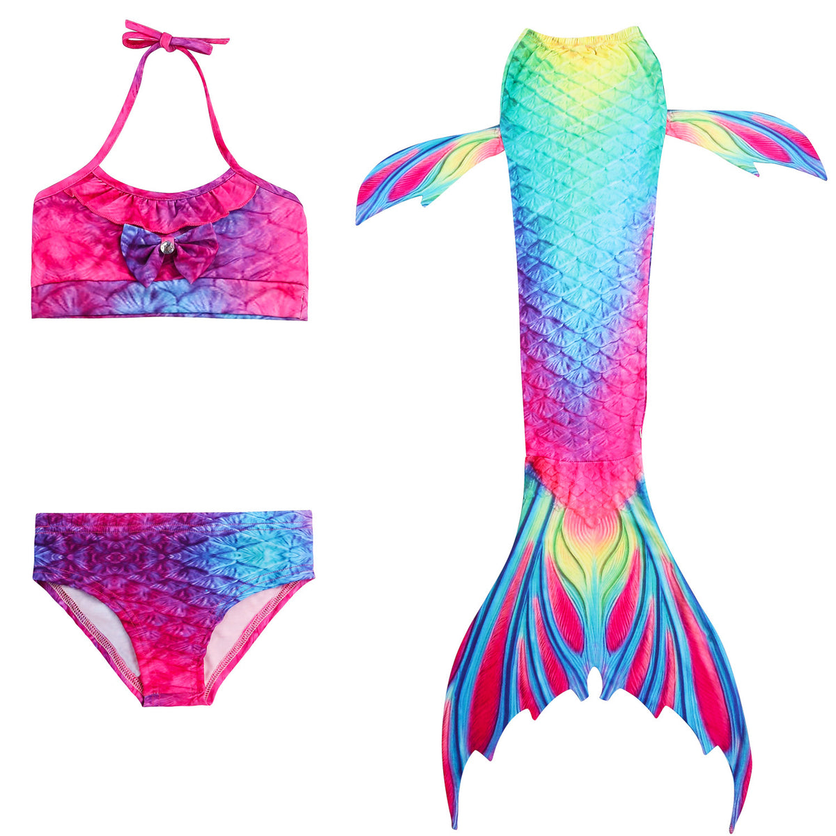 Luxury Bold Rainbow Mermaid Tail & Bikini | Mini Mermaid Tails